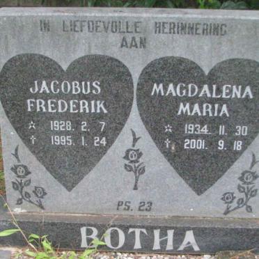 BOTHA Jacobus Frederik 1928-1995 &amp; Magdalena Maria 1934-2001