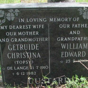 CUSTARD William Edward 1910-  &amp; Gertruide Christina DE LANGE 1910-1982