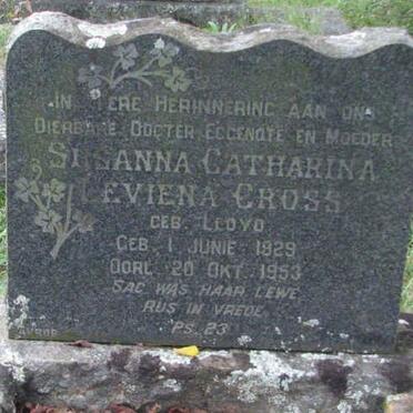 CROSS Susanna Catharina Leviena nee LLOYD 1929-1953