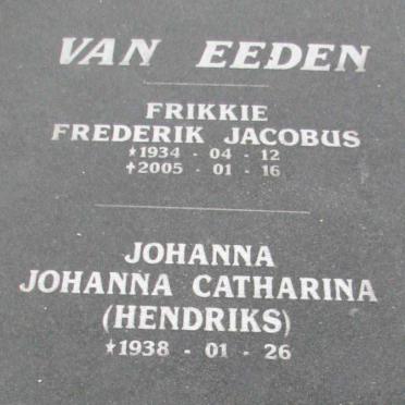 EEDEN Frederik Jacobus, van 1934-2005 &amp; Johanna Catharina HENDRIKS 1938-