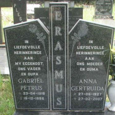 ERASMUS Gabriël Petrus 1918-1995 &amp; Anna Gertruida 1927-2007