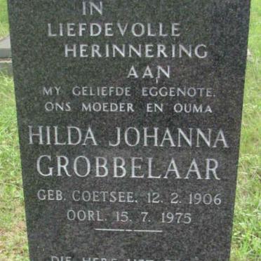 GROBBELAAR Hilda Johanna nee COETSEE 1906-1975