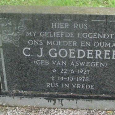 GOEDEREE C.J. nee van ASWEGEN 1927-1978