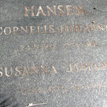 HANSEN Cornelis Johannes 1925-1987 &amp; Susanna Johanna CLOETE 1925-