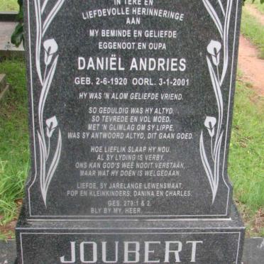 JOUBERT Daniël Andries 1920-2001 &amp; Dina Johanna Elizabeth ZIETSMAN 1924-2008