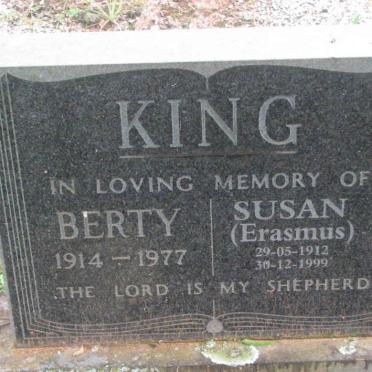 KING Berty 1914-1977 &amp; Susan ERASMUS 1912-1999