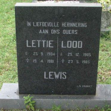 LEWIS Lood 1905-1985 &amp; Lettie 1904-1981