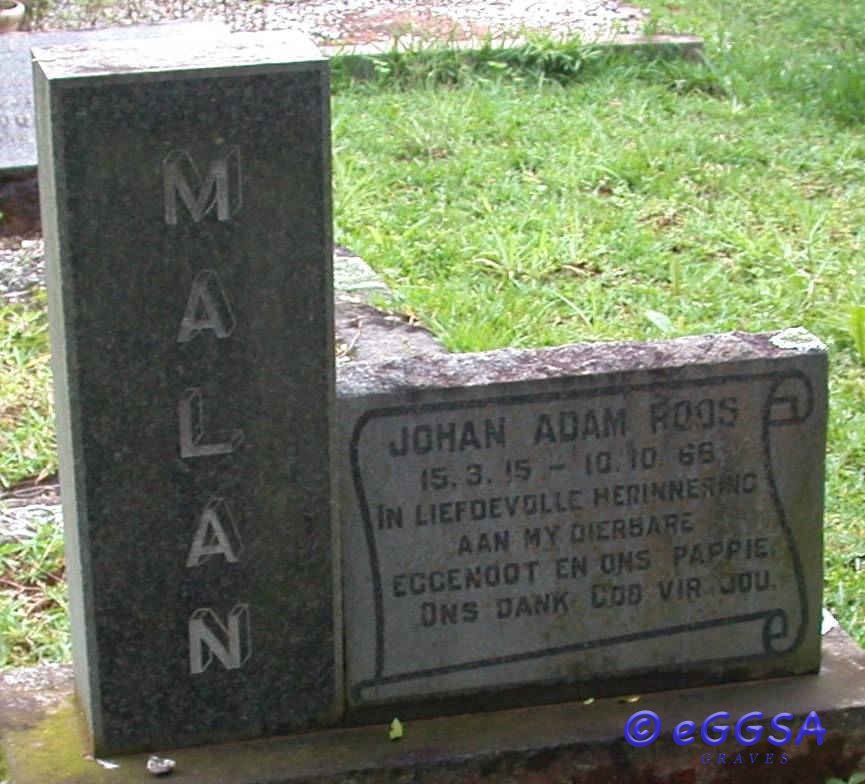 MALAN Johan Adam Roos 1915-1966