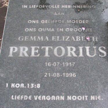 PRETORIUS Gemma Elizabeth 1917-1996