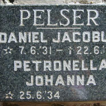 PELSER Daniel Jacobus 1931-1995 &amp; Petronella Johanna 1934-