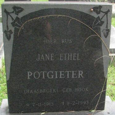 POTGIETER Jane Ethel, formerly HAASBROEK, nee HOOK 1913-1993