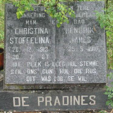 PRADINES Hendrik James, De 1910- &amp; Christina Stoffelina 1913-1987