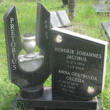 PRETORIUS Hendrik Johannes Jacobus 1934-2005 &amp; Anna Gertruida Cecelia 1939-1987