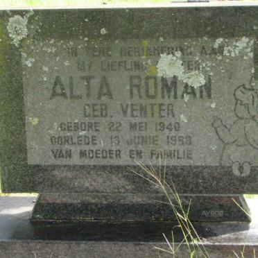 ROMAN Alta nee VENTER 1940-1983