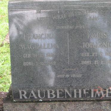 RAUBENHEIMER Louis Johannes 1889-1955 &amp; Francina Magdalena 18?7-1949