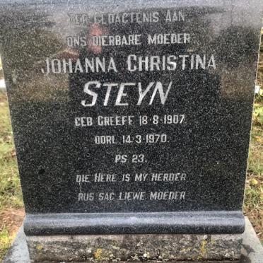 STEYN Johanna Christina nee GREEFF 1907-1970