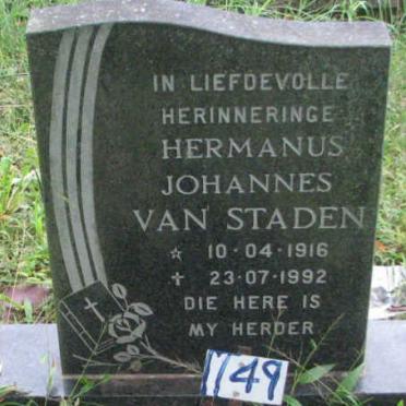 STADEN Hermanus Johannes, van 1916-1992