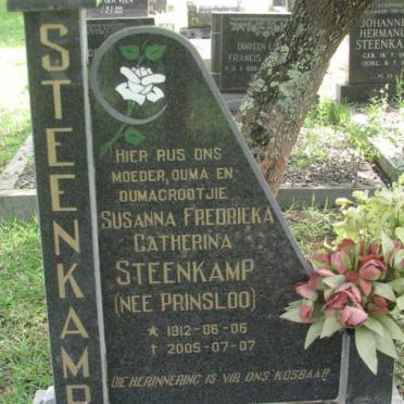 STEENKAMP Susanna Fredrieka Catherina nee PRINSLOO 1912-2005