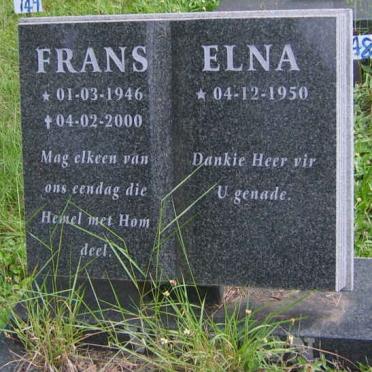 VILJOEN  Frans 1946-2000 &amp; Elna 1950-