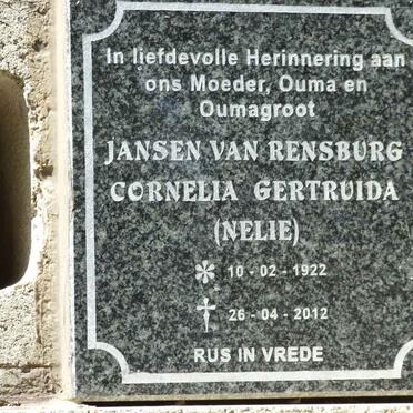 RENSBURG Cornelia Gertruida, Jansen van 1922-2012
