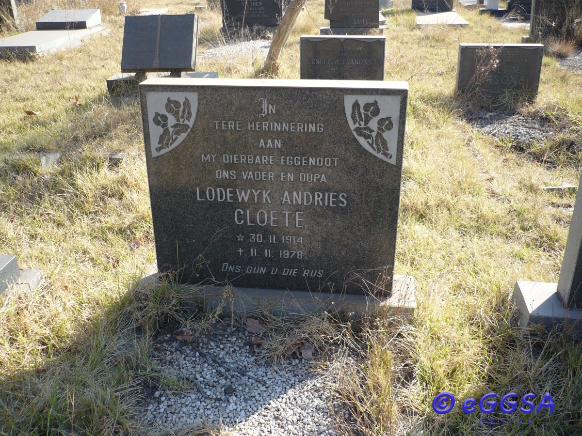 CLOETE Lodewyk Andries 1914-1978