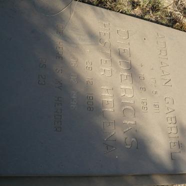 DIEDERICKS Adriaan Gabriël 1911-1991 &amp; Hester Helena 1908-1996