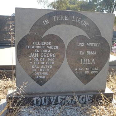 DUVENAGE Jan Georg 1940-2001 &amp; Thea 1943-1990