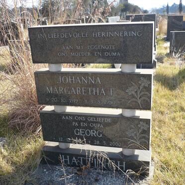 HATTINGH Georg 1918-2000 &amp; Johanna Margaretha T. 1919-1980