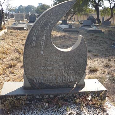MERWE Susanna Zacharia, van der 1938-1990