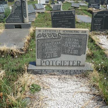 POTGIETER Christiaan Barend Stephanus 1919-1984 &amp; Gertina Johanna VERMAAK 1923-1982