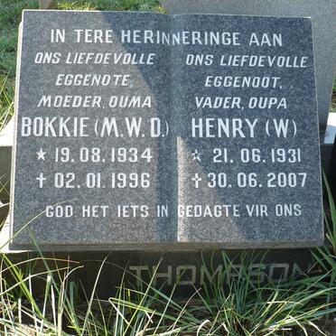 THOMPSON W. 1931-2007 &amp; M.W.D. 1934-1996