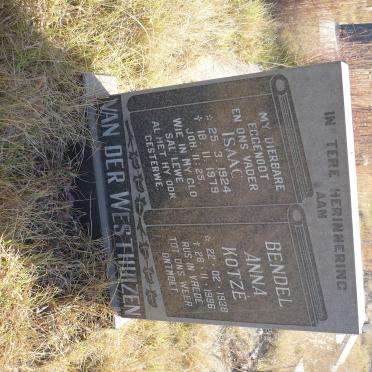 WESTHUIZEN Isaac, van der 1924-1979 &amp; Bendel Anna KOTZE 1938-1986