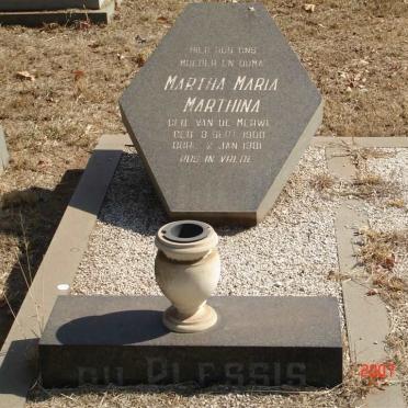 PLESSIS Martha Maria Marthina nee VAN DE MERWE 1908-1981