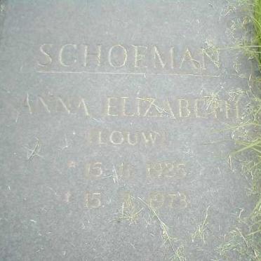 SCHOEMAN Anna Elizabeth  geb. LOUW 1925-1973