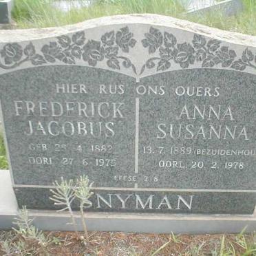 SNYMAN Frederick Jacobus 1882-1975 &amp; Anna Susanna BEZUIDENHOUD 1889 -1978