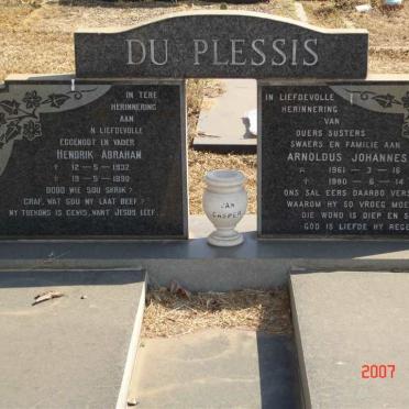 PLESSIS Hendrik Abraham, du 1932-1990 :: DU PLESSIS Arnoldus Johannes 1961-1980