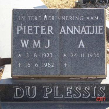 PLESSIS Pieter W.M.J., du 1923-1982 &amp; Annatjie A. 1936-??