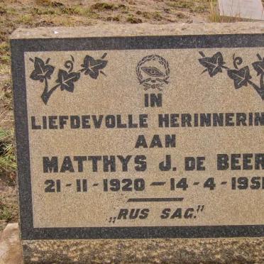 BEER Matthys J., de 1920-1951