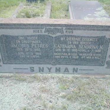 SNYMAN Jacobus Petrus 1892-1959 &amp; Catharina Hendrina M. 1893-1956