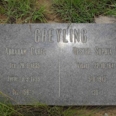 GREYLING Abraham Carel 1835-1899 &amp; Hester Sophia E. VISAGIE 1841-1913