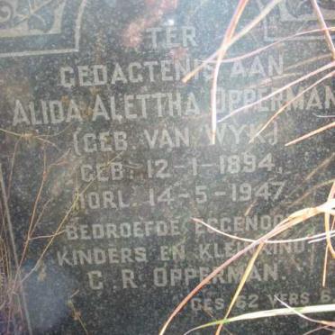 OPPERMAN Alida Alettha nee VAN WYK 1894-1947
