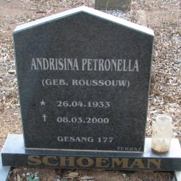SCHOEMAN Andrisina Petronella nee ROUSSOUW 1933-2000