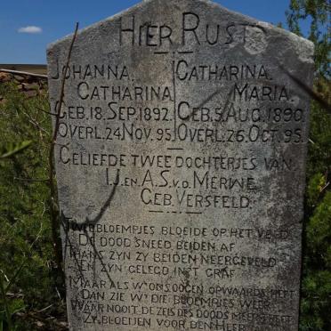 MERWE Catharina Maria, van der 1890-1895 :: VAN DER MERWE Johanna Catharina 1892-1895