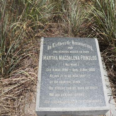 PRINSLOO Martha Magdalena nee MARÉ 1896-1850