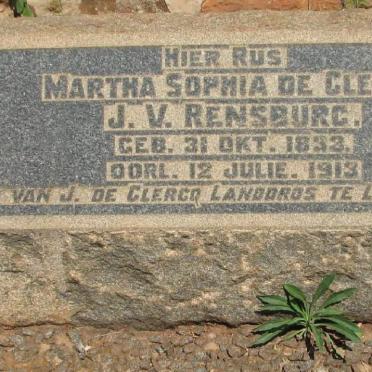 CLERCQ Martha Sophia, de nee J.V. RENSBURG 1833-1913
