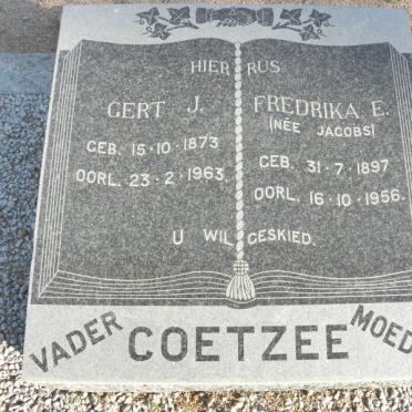 COETZEE Gert J. 1873-1963 &amp; Fredrika E. JACOBS 1897-1956
