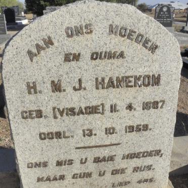HANEKOM H.M.J. geb VISAGIE 1887-1959