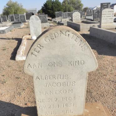 HANEKOM Albertus Jacobus 1903-1931