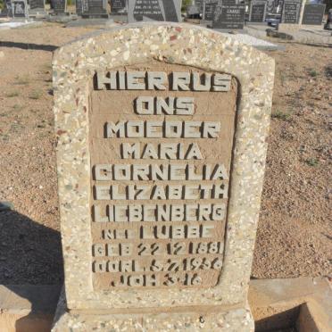 LIEBENBERG Maria Cornelia Elizabeth nee LUBBE 1881-1956