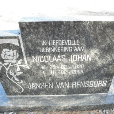 RENSBURG Nicolaas Johan, Jansen van 1928-2008